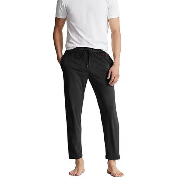 Polo Ralph Lauren Plush Velour Pajama Lounge Pant size Small Black & Red - Picture 1 of 11